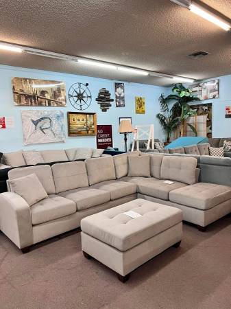Short Sale! Brand New 2pc Reversible Sectional with Ottoman 1