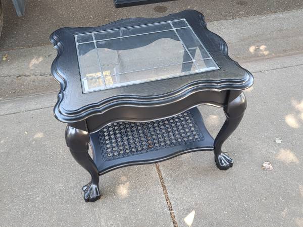 Wood end table with a glass top 1