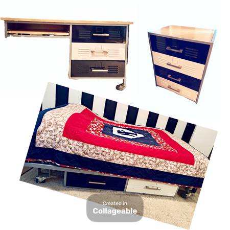 High Quality Locker Style Full Bed + Desk + Dresser Set 1