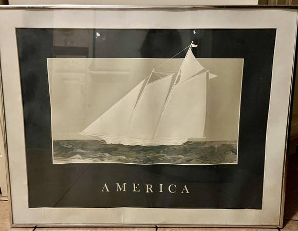 "AMERICA" Sailing Ship - Signed Wooley 1986 1