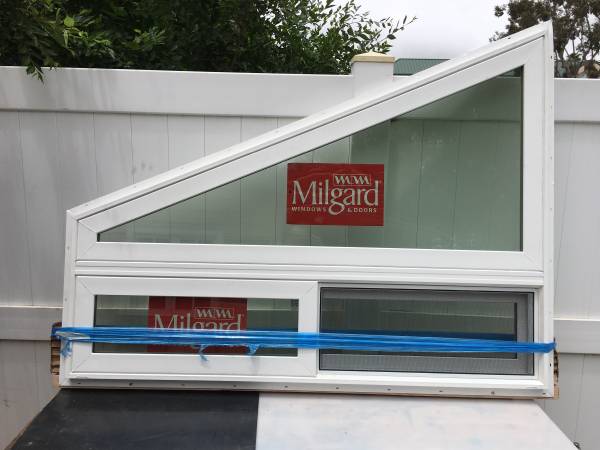 White Milgard tempered trapezoid windows 1