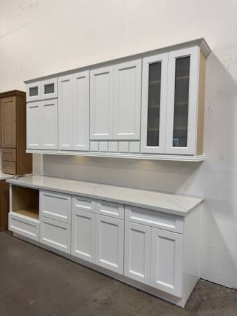 Double shaker white solid wood kitchen cabinets 1