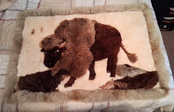 Alpaca Fur Rug Bison Design 1