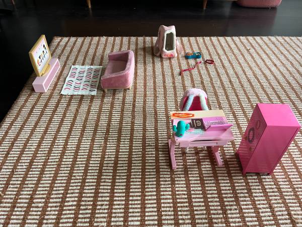Our Generation Desk, Living Room and Dog Carrier Sets 1