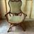 Antique Victorian style x base carved open armchair 1 thumbnail