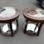 2 - Glass Top and Wood Round End Tables with Mirrored Bottom Shelf  25 6 thumbnail