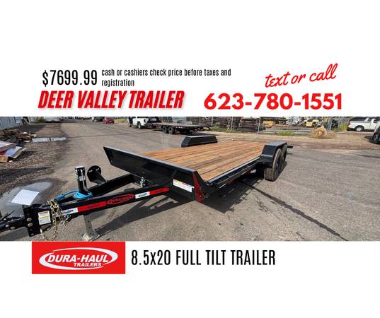 8.5×20 Full Tilt Deck Trailer – 14K GVWR | Torsion Axles | Full Wood D 1