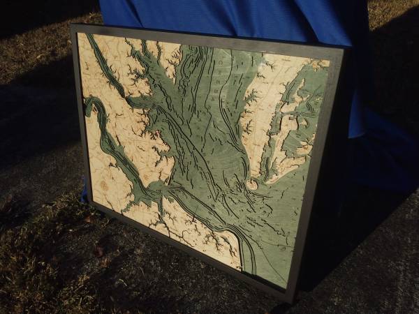 Topographical Map of the Norfolk Virginia Area Solid Wood 30 X 25 1
