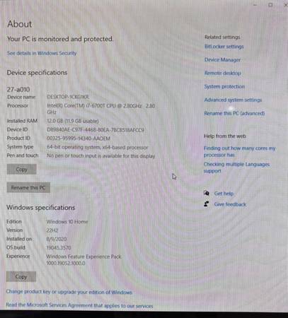 HP Pavilion Desktop Computer 27 in Screen - $200 (Queen Creek)63471180630147124
