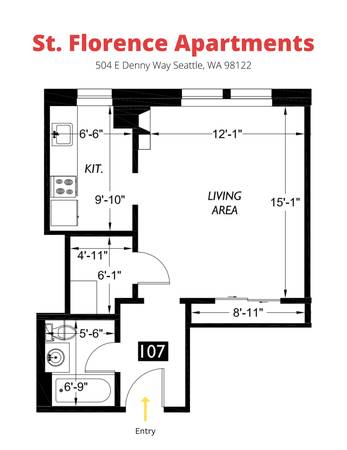 $1,295 / 483ft2 - ONE MONTH FREE!!! Available Studio in Capitol Hill - St Florence Apts (Seattle)63910063801091120