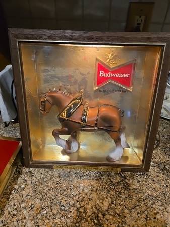 Vintage 1960s budweiser clydesdale shadow box light 1