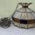 Vintage Tiffany Style Hanging Lamp Shade w/ Bulb Stained Glass Brown 1 thumbnail
