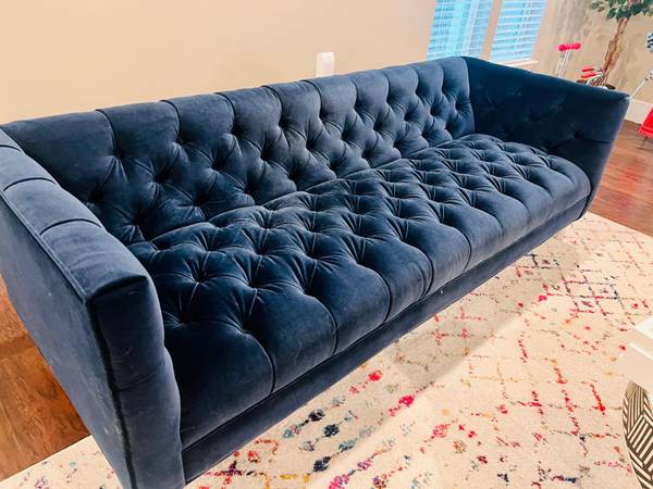Jonathan Adler Baxter Sofa - Blue Velvet 1