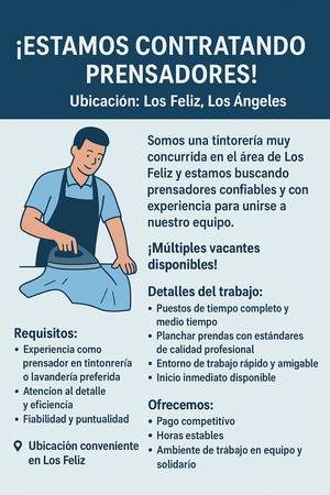 Presser needed - ESTAMOS CONTRATANDO – PRENSADORES! 1