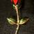 Red rose brooch with pin fastener textured green leaves gold stem 1 thumbnail