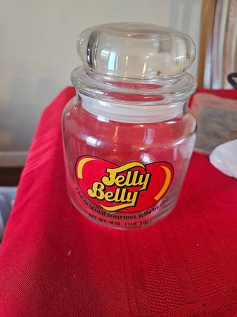 JELLY BELLY GLASS JAR 18OZ PRE-OWNED 1