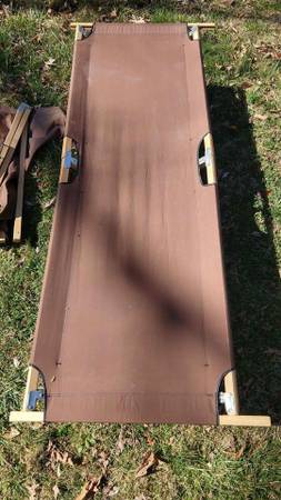 2 vintage camp cot wood canvas * Boy Scouts * BSA * Military 1