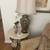 Round Rot Iron End Table, Custom Made, With Travertine Marble Top 3 thumbnail