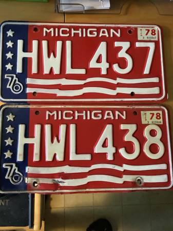 Consecutive Numbered Michigan License Plates 1