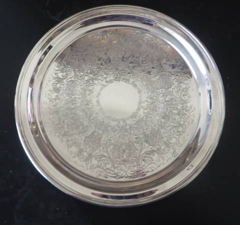 2 Silver Plate Round Sheridan Trays 1