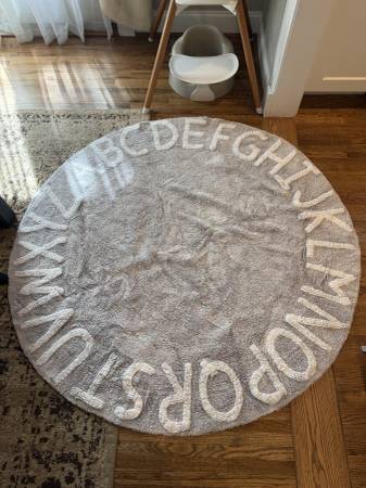 Gray Alphabet Nursery Rug 58” Round $25 1