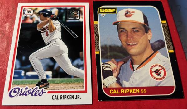 Cal Ripken Jr. Orioles 2 baseball cards Topps 70yt-28 & Leaf 98 H.O.F. 1