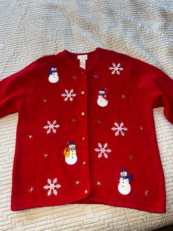Vintage Christmas Ugly Sweater Kitschy Embellished  Crystal Kobe 1