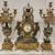 ITALIAN BREVETTATO BRASS GREEN MARBLE MANTLE CLOCK &2 CANDELABRAS 3Pcs 10 thumbnail