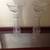 2 Glass Candle  Holders - Footed Pedestal - 16" tall - heavy 1 thumbnail