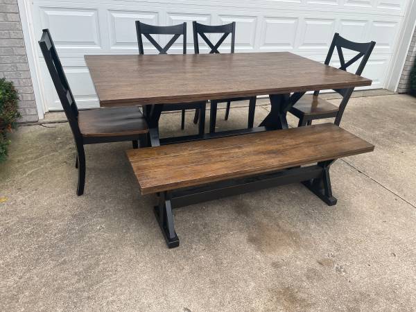 Farmhouse Table Set-Seats 6 With Bench and 4 Chairs - $440 (Columbia MO)63471025631363121