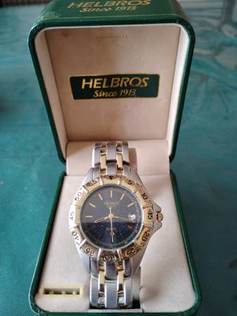 Helbros Stainless Steel Mens watch with gold accents 1