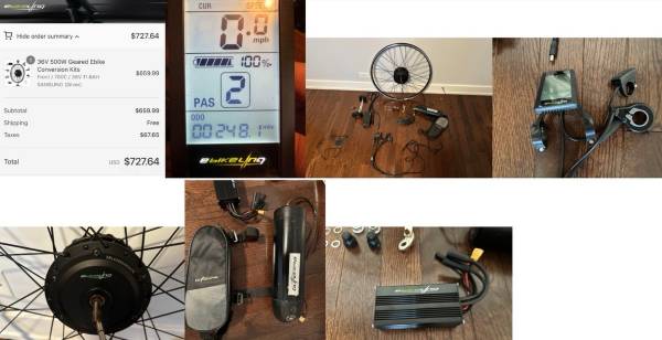 Ebikeling 500w front hub motor kit with battery 1