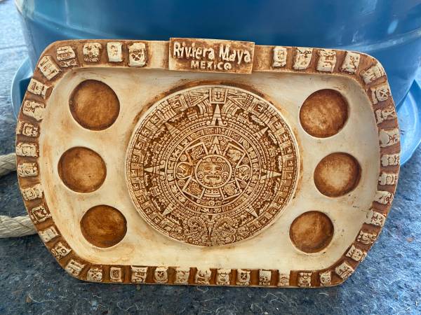 Riviera Maya Tequila Shot Mayan Calendar Plate México 12”x8” 1