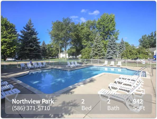 $1,609 / 2br - 942ft2 - Gorgeous light filled 942 Sq Ft, 2 Bed, 2 Bath with beautiful view! (Sterling Heights)63937876841731122
