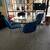 Round dining table with blue velvet chairs 1 thumbnail
