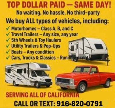 Top cash for rv fifth wheel toy hauler pop up 1