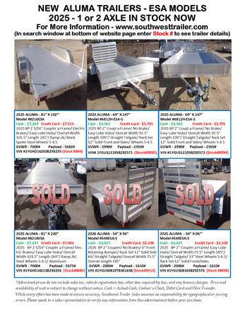 NEW ALUMA UTILITY ESA MODELS @ SOUTHWEST TRAILER SALES (760) 788-8900 1