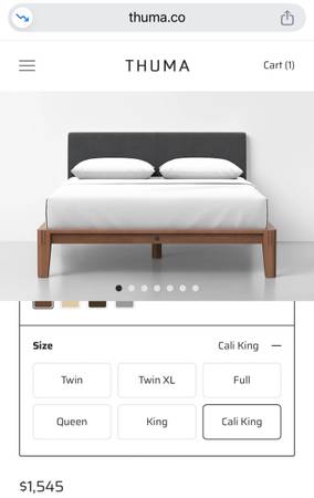 Thuma cali king walnut color with charcoal pillowboard 1