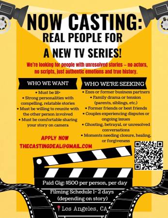 NOW CASTING: REAL PEOPLE FOR NEW TV SERIES 1