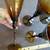 Set of 4 + 1 Large Amber Wine Glasses with Hand Painted Stems 2 thumbnail