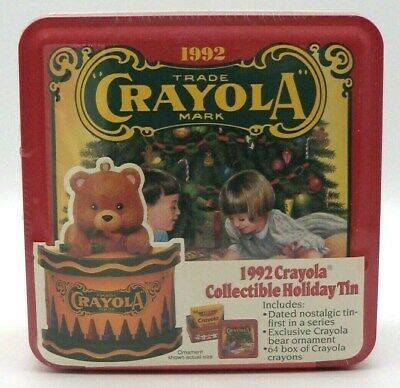 CRAYOLA CHRISTMAS COLLECTIBLE HOLIDAY TIN with ORNAMENT + CRAYONS 1