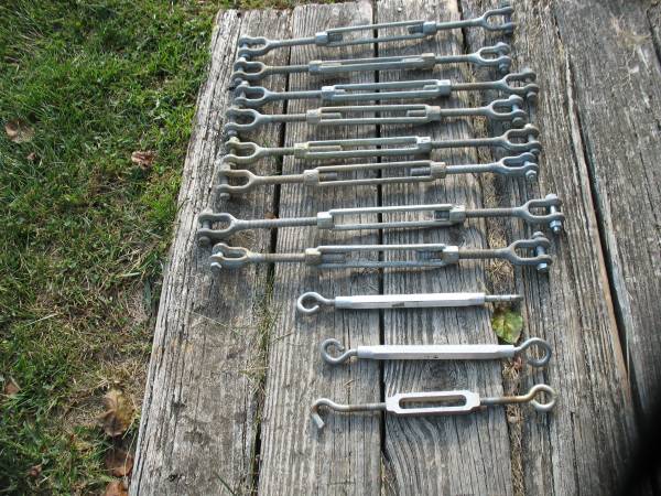 Eight 1/2" x 13" x 19" turnbuckles. 1