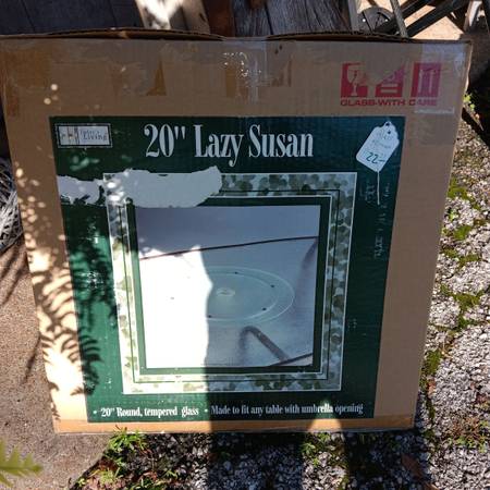 patio table 20 inch round lazy susan w/ center umbrella hole 1