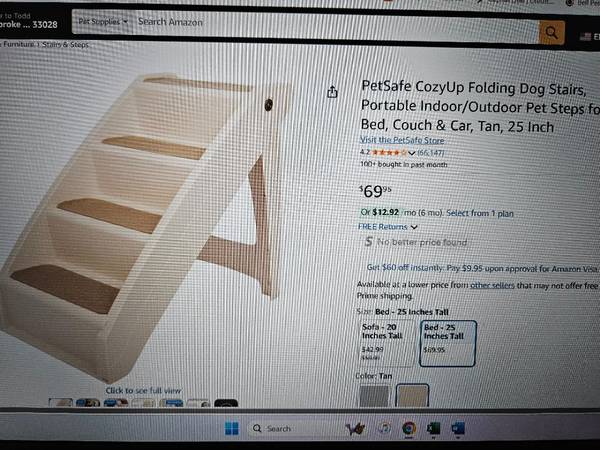 Pet Stairs With Carpet Folds Flat Beige Paw Prints & Lease & Harness - $40 (Pembroke Pines)63471413622657124