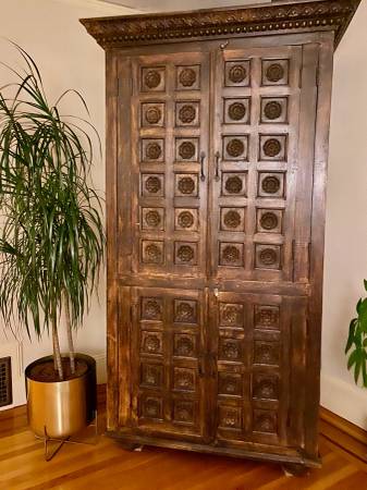 Solid Wood, Intricately Carved Armoire (bar/entertainment center/etc.) 1