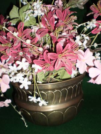 India Solid Brass Flower Container, Wall or Table 8.5 inches 1