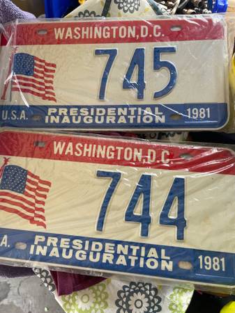 Presidential Inauguration License Plates 1981 1