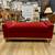 Red Velvet Sofa Bench with Wood Base and Cushion 2 thumbnail