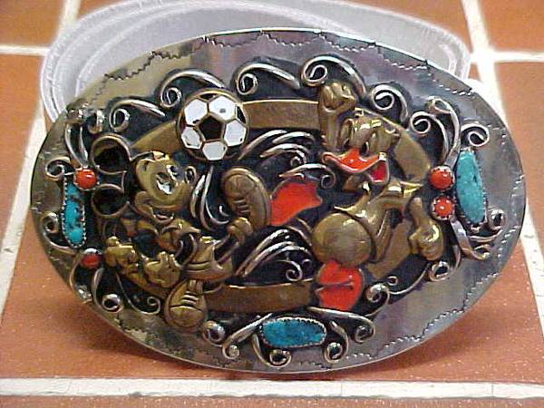 Vintage Disney Mickey Mouse & Donald Duck Adult Belt Buckle 1