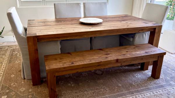 Restoration Hardware Parsons Pine Dining Table and Bench 1